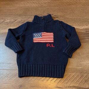 Polo Ralph Lauren Navy Kids Sweater with Flag Design